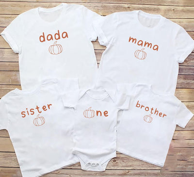 One Little Pumpkin First Birthday Short Sleeve Shirt, Pumpkin Themed 1st Birthday Matching Short Sleeve Shirt, Mama Little Pumpkin Tee