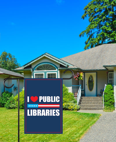 I Love Public Libraries Garden Flag, Double Sided, No Kings In America Protest, Anti-Trump Flag, Resist Racism, Resist Fascism Flag