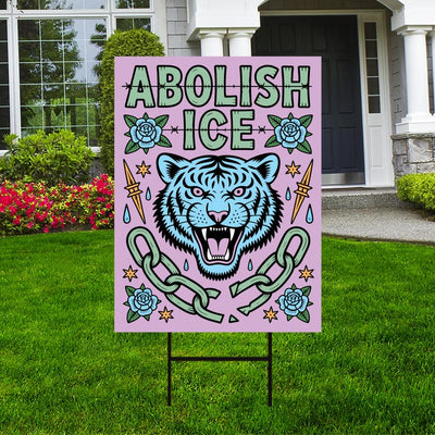 Abolish ICE Yard Sign, Keep the Immigrants, Deport the Racists Lawn Sign, Anti-Trump, Resist Fascism Yard Sign with Metal H-Stake