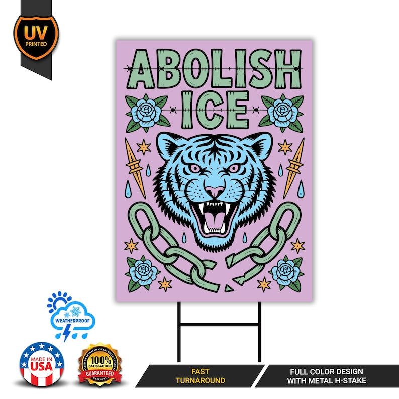 Abolish ICE Yard Sign, Keep the Immigrants, Deport the Racists Lawn Sign, Anti-Trump, Resist Fascism Yard Sign with Metal H-Stake