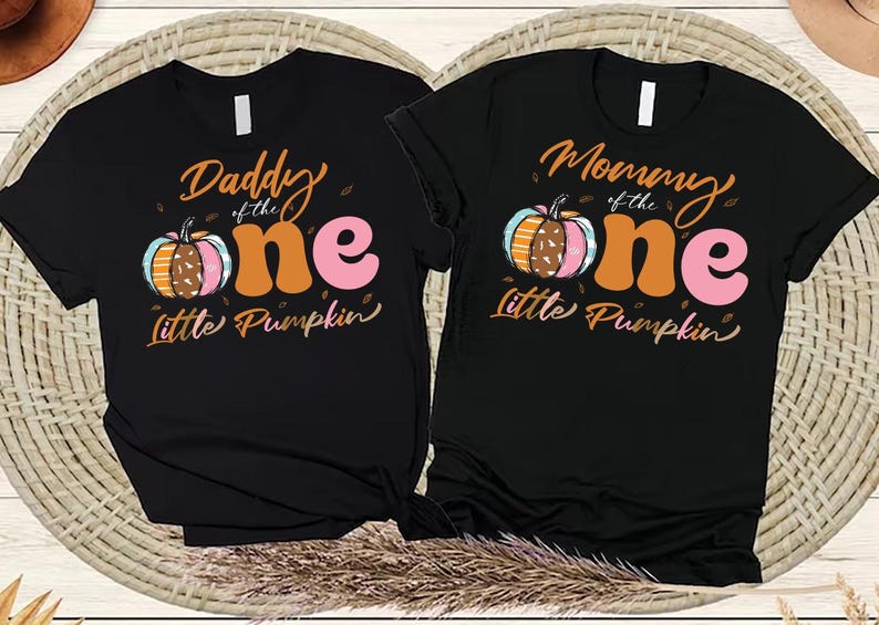 One Little Pumpkin First Birthday Short Sleeve Shirt, Pumpkin Themed 1st Birthday Matching Short Sleeve Shirt, Mama Little Pumpkin Tee