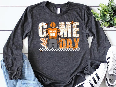 Custom Football Player Long Sleeve Shirt, Touch Down Season Long Sleeve Shirt, Game Day Player Design Long Sleeve Shirt