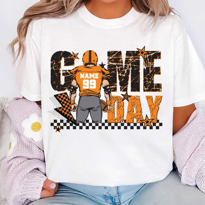 Custom Football Player Short Sleeve Shirt, Touch Down Season Shirt, Game Day Player Design Short Sleeve Shirt, Football Mom Short Sleeve Shirt