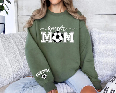 Personalized Soccer Mom Sweatshirt, Custom Kids Name on Sleeve SweatShirt, Soccer Mama Tee
