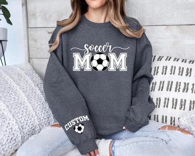 Personalized Soccer Mom Sweatshirt, Custom Kids Name on Sleeve SweatShirt, Soccer Mama Tee