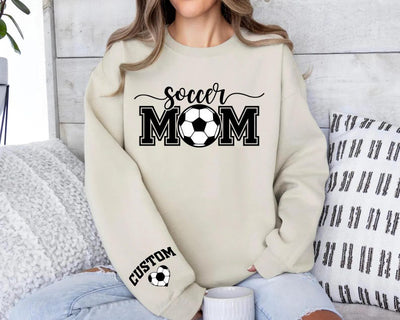 Personalized Soccer Mom Sweatshirt, Custom Kids Name on Sleeve SweatShirt, Soccer Mama Tee