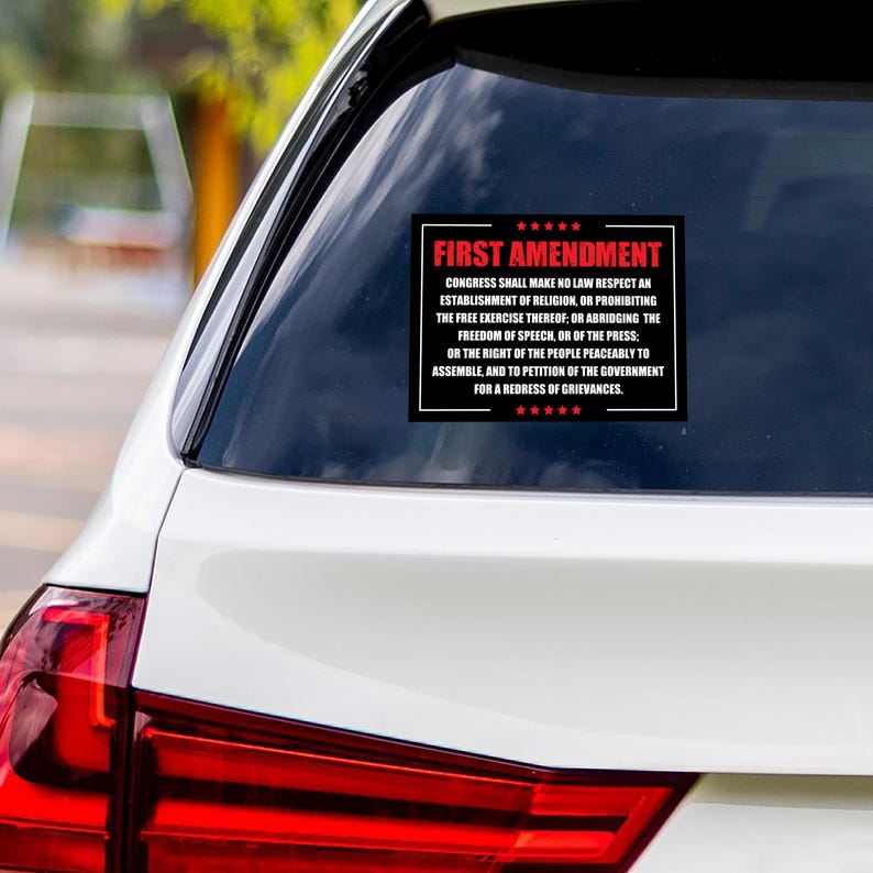 1st Amendment, Free Speech Constitution Protest Vinyl Sticker, Resist Hate Decal, Anti-Trump, Resist Fascism Car Bumper Sticker, 6" x 4.5"
