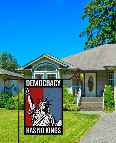 Democracy Has No Kings Garden Flag, Double Sided, No Kings In America Protest, Anti-Trump Flag, Resist Racism, Resist Fascism Flag