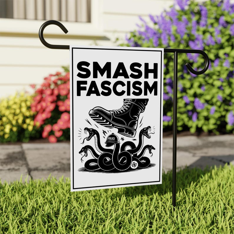FIGHT FASCISM Garden Flag, 12x18 Inch Double Sided, No Kings In America Protest, Anti-Trump Flag, Resist Racism, Resist Fascism Flag