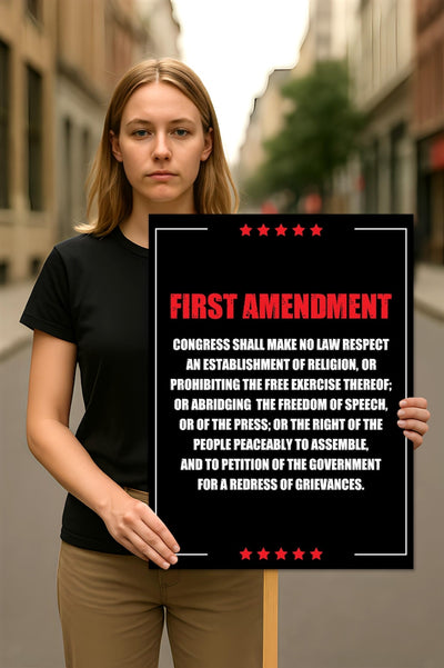 1st Amendment Free Speech Constitution Protest Sign, No Kings In America, Anti-Trump Resistance Political Poster, Resist Fascism Rally Sign