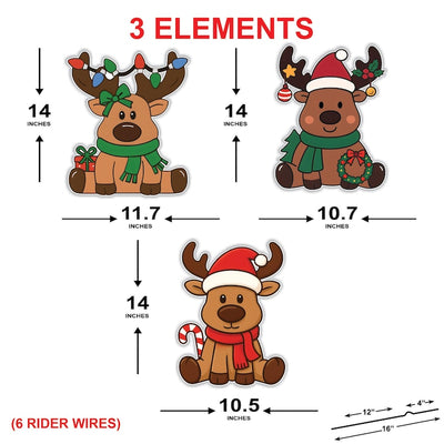 Reindeer Christmas Yard Signs, Cute Elk Lawn Decorations with Stakes, Outdoor Xmas Garden Patio Pathway Holiday Party Lawn Décor