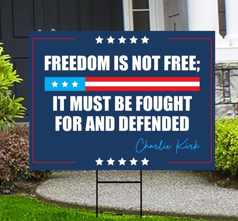 Justice for Charlie Yard Sign, A True Patriot Charlie Kirk Lawn Display, Political, Conservative Statement Yard Sign with Metal H-Stake