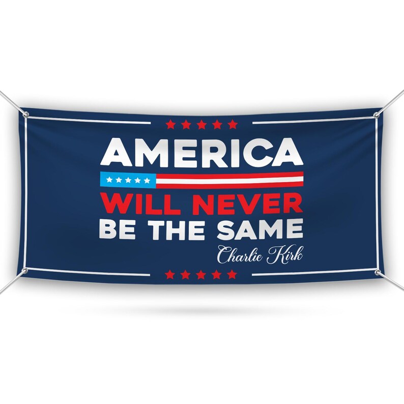 Charlie Kirk Banner Sign, Justice For Charlie Kirk Political Sign, A True Patriot Charlie Kirk Vinyl Banner with Metal Grommets