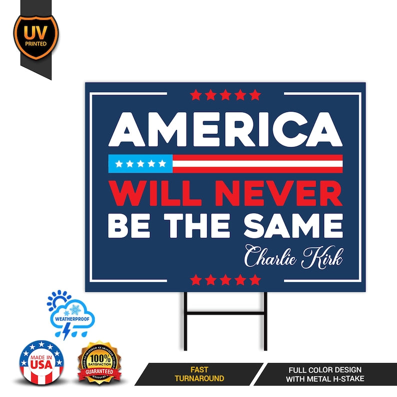Justice for Charlie Yard Sign, A True Patriot Charlie Kirk Sign, Charlie Kirk Is My Hero Sign, Charlie Kirk Freedom Sign with Metal H-Stake