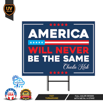 Justice for Charlie Yard Sign, A True Patriot Charlie Kirk Sign, Charlie Kirk Is My Hero Sign, Charlie Kirk Freedom Sign with Metal H-Stake