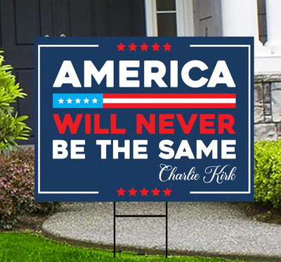 Justice for Charlie Yard Sign, A True Patriot Charlie Kirk Sign, Charlie Kirk Is My Hero Sign, Charlie Kirk Freedom Sign with Metal H-Stake
