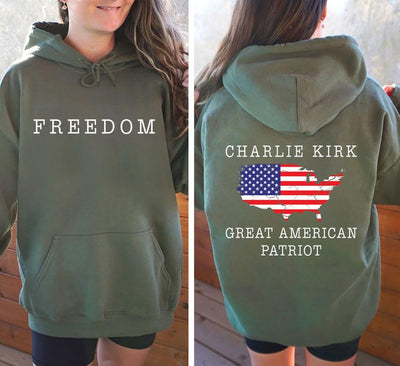 Charlie Kirk Freedom Hoodie, A True Patriot Charlie Kirk Hoodie, Charlie Kirk Is My Hero Hoodie