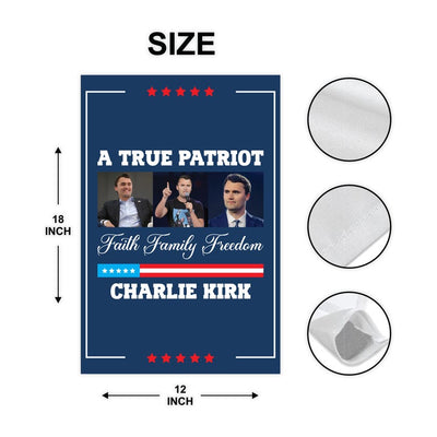 Justice for Charlie Garden Flag, A True Patriot Charlie Kirk Yard Flag, Charlie Kirk Is My Hero Outdoor Flag, Charlie Kirk Freedom Flag