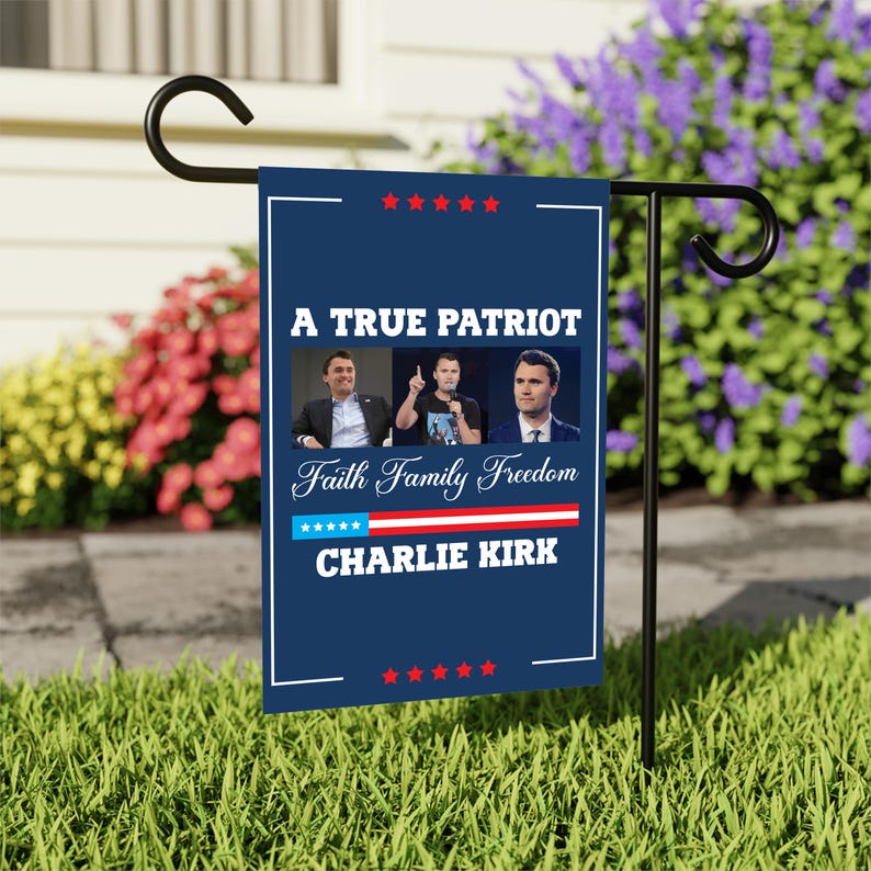 Justice for Charlie Garden Flag, A True Patriot Charlie Kirk Yard Flag, Charlie Kirk Is My Hero Outdoor Flag, Charlie Kirk Freedom Flag