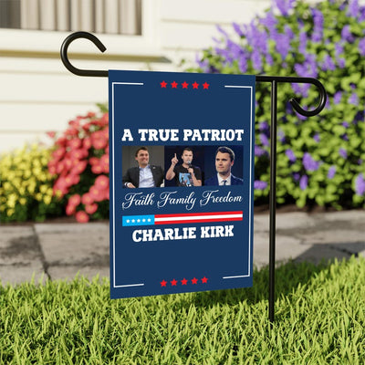 Justice for Charlie Garden Flag, A True Patriot Charlie Kirk Yard Flag, Charlie Kirk Is My Hero Outdoor Flag, Charlie Kirk Freedom Flag