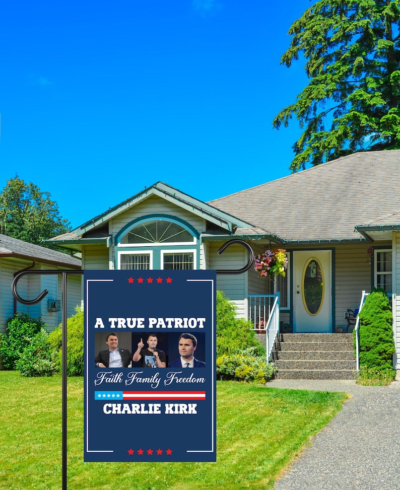 Justice for Charlie Garden Flag, A True Patriot Charlie Kirk Yard Flag, Charlie Kirk Is My Hero Outdoor Flag, Charlie Kirk Freedom Flag