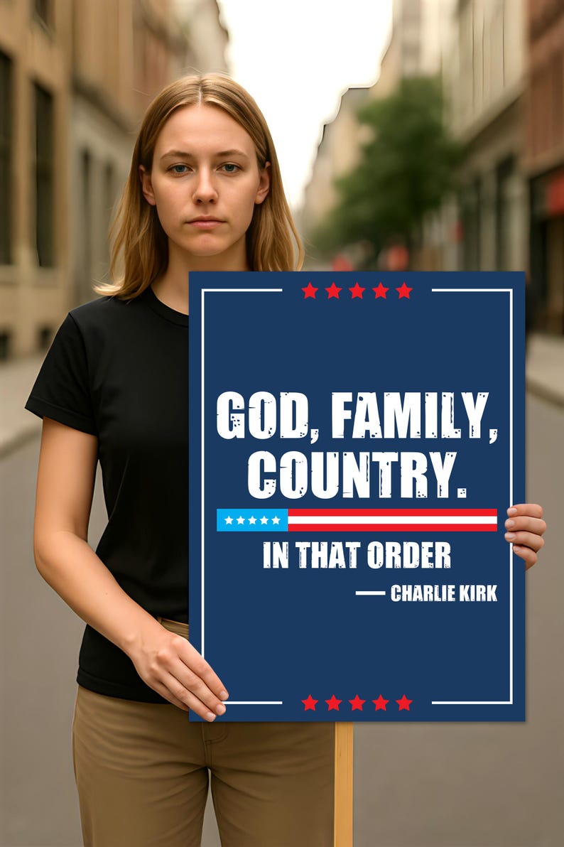 Justice for Charlie Protest Sign, A True Patriot Charlie Kirk Sign, Charlie Kirk Is My Hero, Charlie Kirk Freedom Political Poster Sign