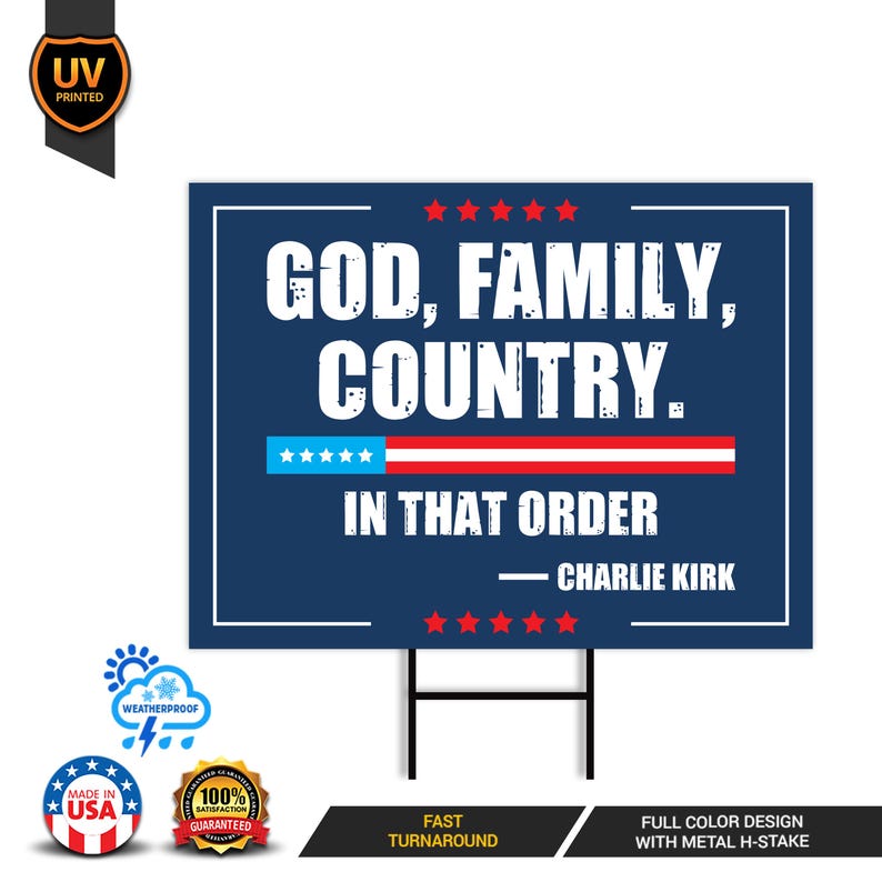 Justice for Charlie Yard Sign, A True Patriot Charlie Kirk Sign, Charlie Kirk Is My Hero Sign, Charlie Kirk Freedom Sign with Metal H-Stake