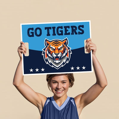 Custom Cheer Signs for School Spirit, Personalized Cheerleading Rally Signs with Handle, Pep Rally Sports Team Chant & Game Day Support Sign