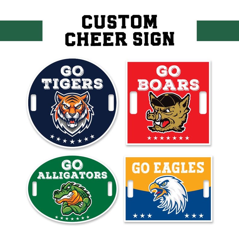 Custom Cheer Signs for School Spirit, Personalized Cheerleading Rally Signs with Handle, Pep Rally Sports Team Chant & Game Day Support Sign