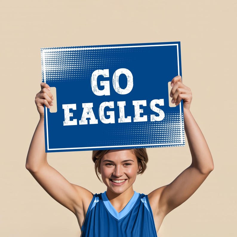 Custom Cheer Signs for School Spirit, Personalized Cheerleading Rally Signs with Handle, Pep Rally Sports Team Chant & Game Day Support Sign