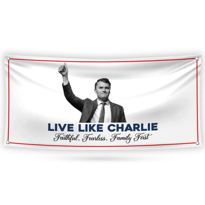 Charlie Kirk Is My Hero Banner Sign, Justice For Charlie Kirk Political Sign, A True Patriot Charlie Kirk Vinyl Banner with Metal Grommets
