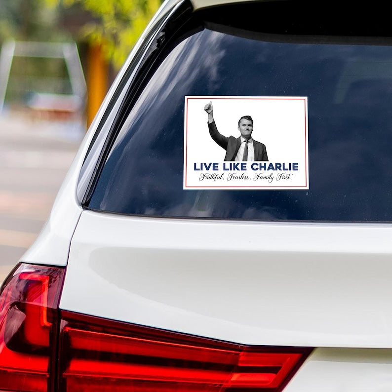 Justice for Charlie Vinyl Sticker, A True Patriot Charlie Kirk, Charlie Kirk Freedom, Charlie Kirk Is My Hero Bumper Sticker, 6" x 4.5"