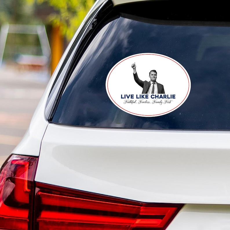 Justice for Charlie Vinyl Sticker, A True Patriot Charlie Kirk, Charlie Kirk Freedom, Charlie Kirk Is My Hero Bumper Sticker, 6" x 4.5"