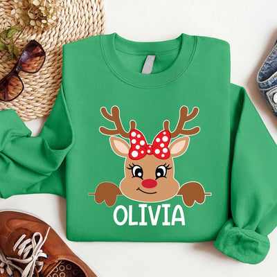 Reindeer Family Christmas Sweatshirt, Personalized Christmas Family SweatShirt, Custom Family Name SweatShirt, Funny Christmas SweatShirt