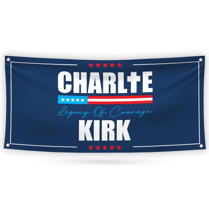 Charlie Kirk Is My Hero Banner Sign, Justice For Charlie Kirk Political Sign, A True Patriot Charlie Kirk Vinyl Banner with Metal Grommets
