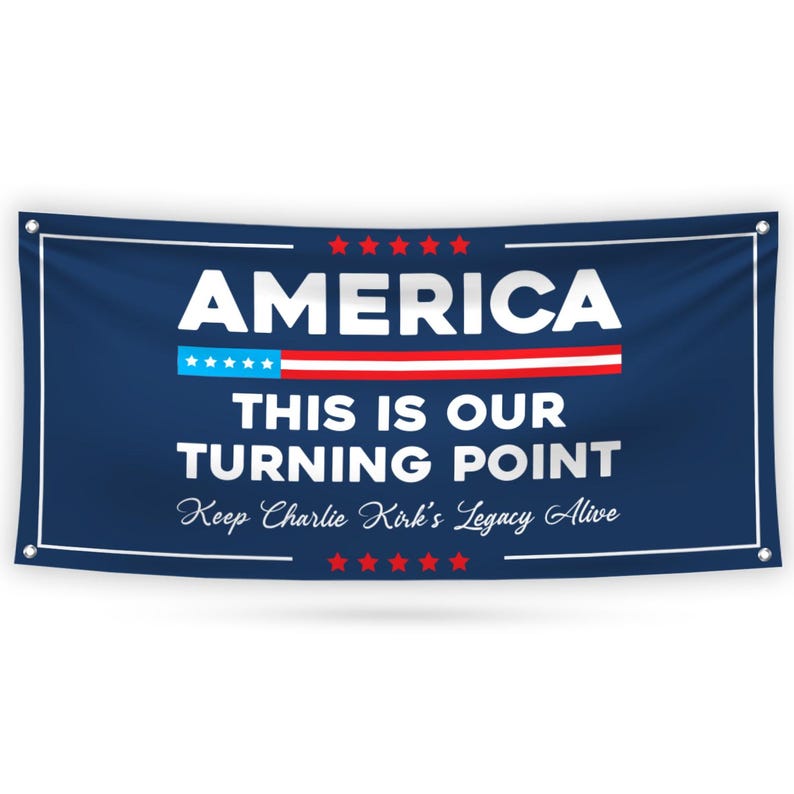 Charlie Kirk Is My Hero Banner Sign, Justice For Charlie Kirk Political Sign, A True Patriot Charlie Kirk Vinyl Banner with Metal Grommets