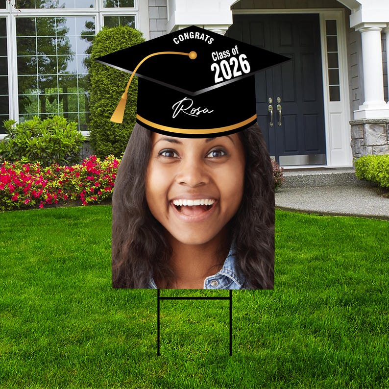Custom Graduation Face Yard Sign 2026 - Class of 2026, Graduation Hat ...