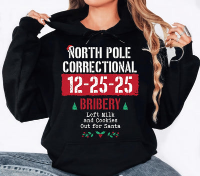 Custom North Pole Correctional Quotes Hoodie, Funny Family Matching Christmas Hoodie, North Pole Correctional Hoodie