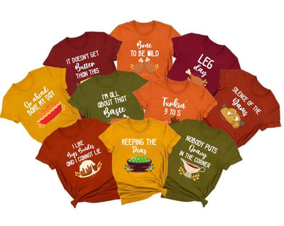 Family Thanksgiving Short Sleeve Shirt, Funny Thanksgiving Puns Short Sleeve Shirt, Matching Family Tee, Turkey Day, Fall Friendsgiving Group Short Sleeve Shirt