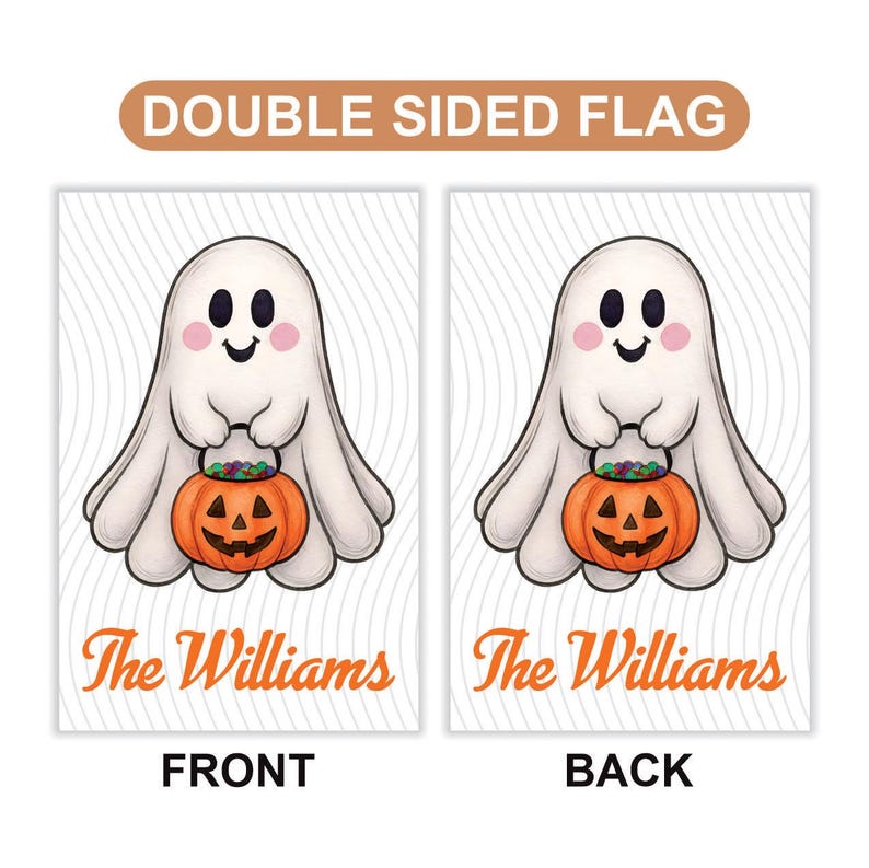 Ghost Garden Flag, Fall Thanksgiving Outdoor Yard Decoration, Spooky Autumn Welcome Sign, Weather-Resistant Patio Accent, Cute Ghost Decor