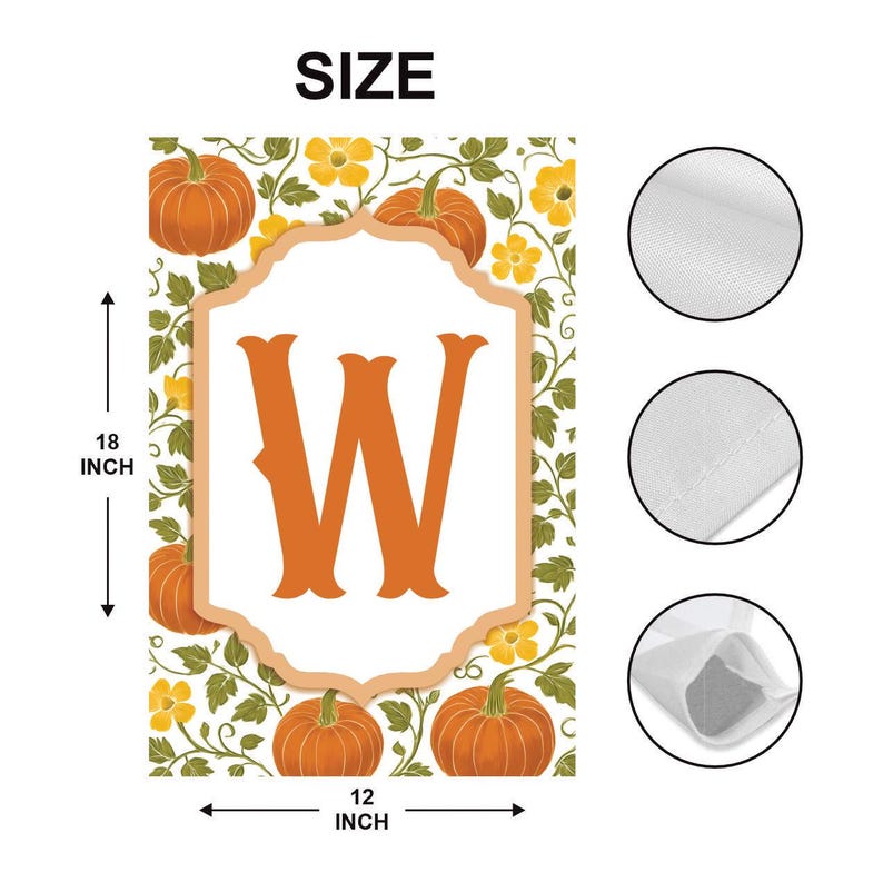 Custom Family Name Garden Flag, Fall Pumpkin Monogram Yard Decor, Personalized Outdoor Porch Banner, New Homeowner Patio Autumn Gift