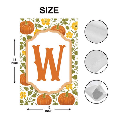 Custom Family Name Garden Flag, Fall Pumpkin Monogram Yard Decor, Personalized Outdoor Porch Banner, New Homeowner Patio Autumn Gift