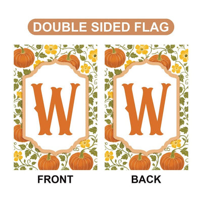 Custom Family Name Garden Flag, Fall Pumpkin Monogram Yard Decor, Personalized Outdoor Porch Banner, New Homeowner Patio Autumn Gift