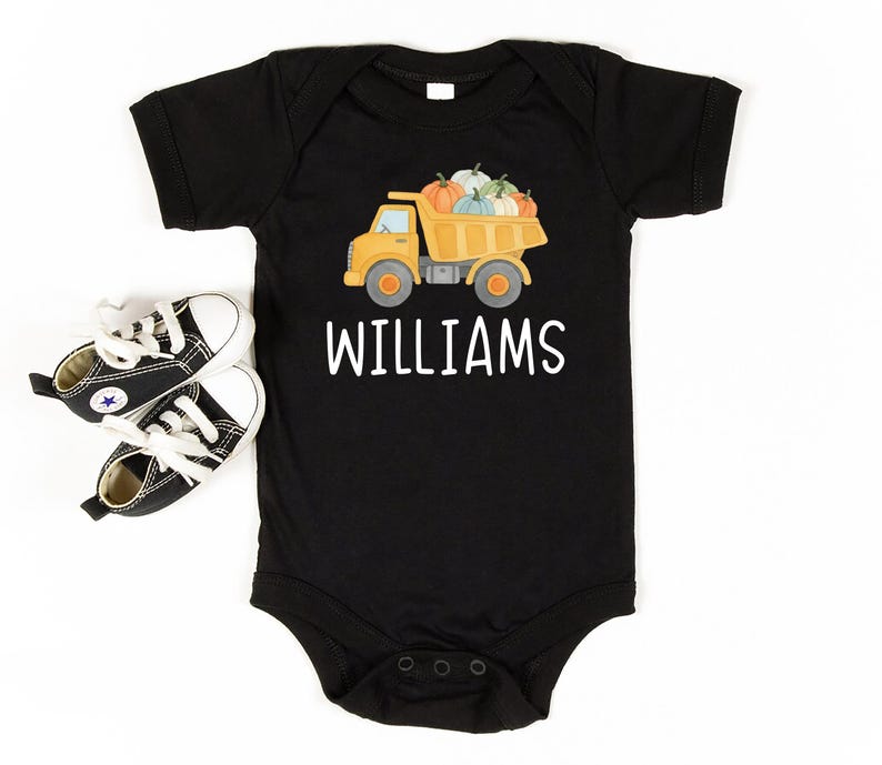 Boys Fall Shirt, Personalized Pumpkin Kids Crewneck, Dump Truck Halloween T-Shirt, Custom Fall Boy Shirt, Unisex Pumpkin Toddler Tee