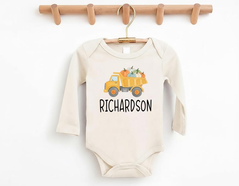 Boys Fall Shirt, Personalized Pumpkin Kids Crewneck, Dump Truck Halloween T-Shirt, Custom Fall Boy Shirt, Unisex Pumpkin Toddler Tee