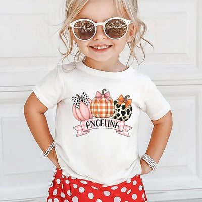 Personalized Kids Name Thanksgiving Shirt, Kids Fall Pumpkin Shirt, Children Fall Name Tee, Cute Toddler Girl Shirt, Autumn Clothing Shirt