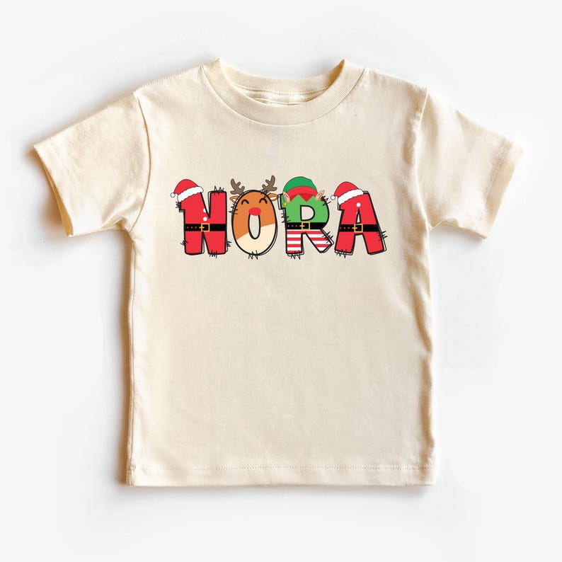 Personalized Christmas Name Shirt for Kids, Custom Baby Christmas Bodysuit, Toddler Christmas Tee, Santa Reindeer and Elf Design Shirt