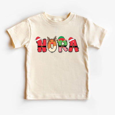 Personalized Christmas Name Shirt for Kids, Custom Baby Christmas Bodysuit, Toddler Christmas Tee, Santa Reindeer and Elf Design Shirt