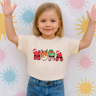 Personalized Christmas Name Shirt for Kids, Custom Baby Christmas Bodysuit, Toddler Christmas Tee, Santa Reindeer and Elf Design Shirt