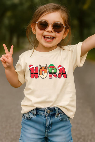 Personalized Christmas Name Shirt for Kids, Custom Baby Christmas Bodysuit, Toddler Christmas Tee, Santa Reindeer and Elf Design Shirt